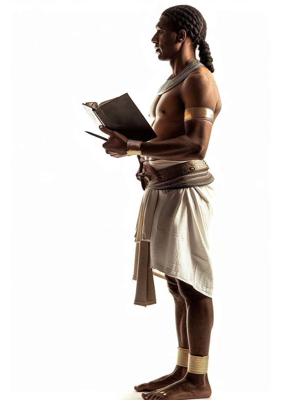 An Egyptian man in traditional clothing with book