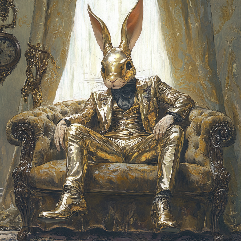 An Elegant Rabbit in Metallic Luxury Theme