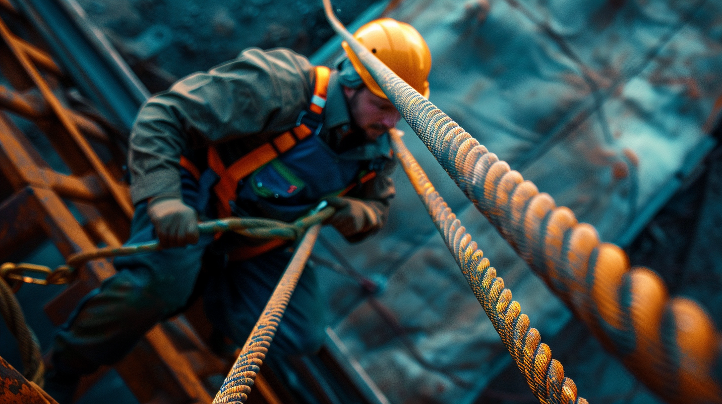 An Industrial Mountaineer Works in Stunning Natural Light