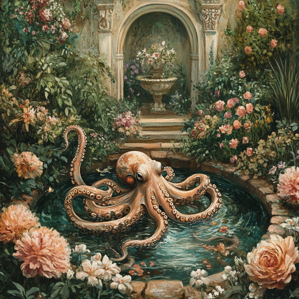 An Octopus' Tentacles in a Garden Pond