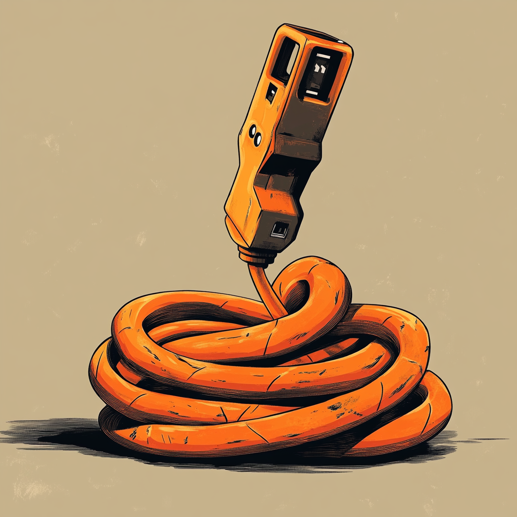 An Orange Extension Cord Ready to Connect