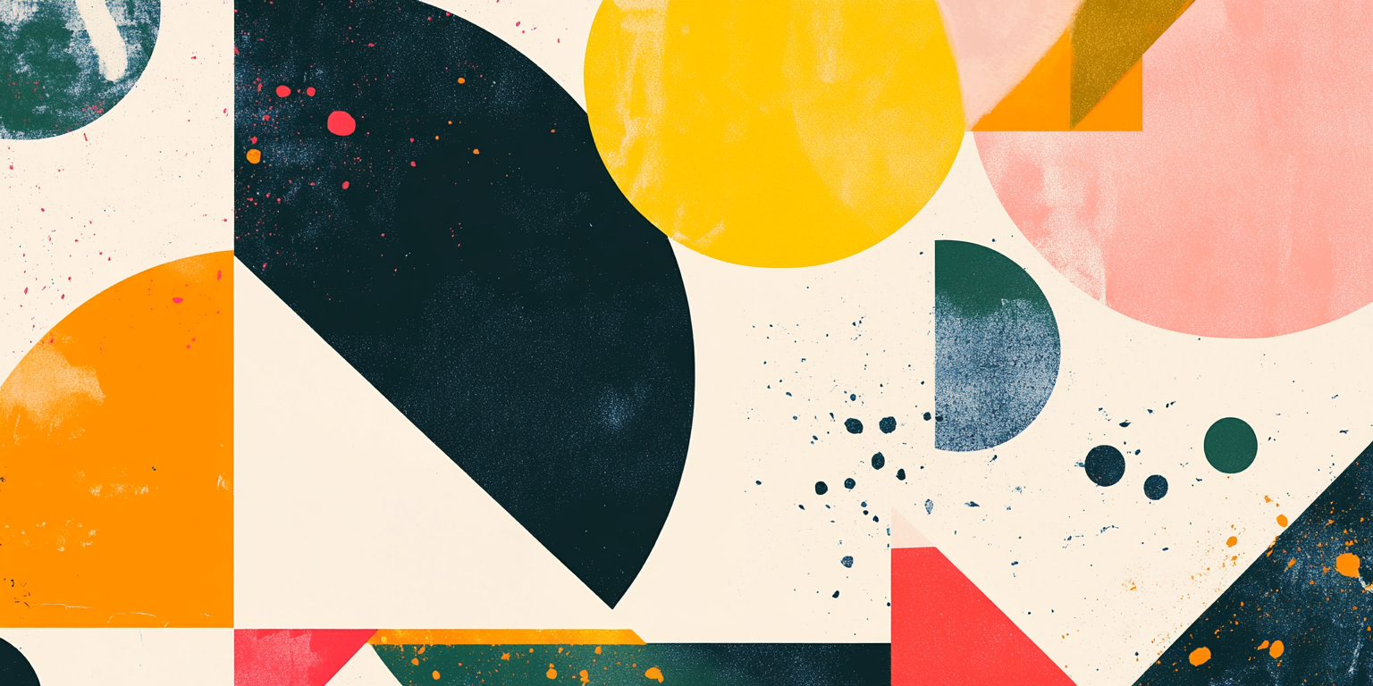 An abstract colorful geometric art with splatter paint