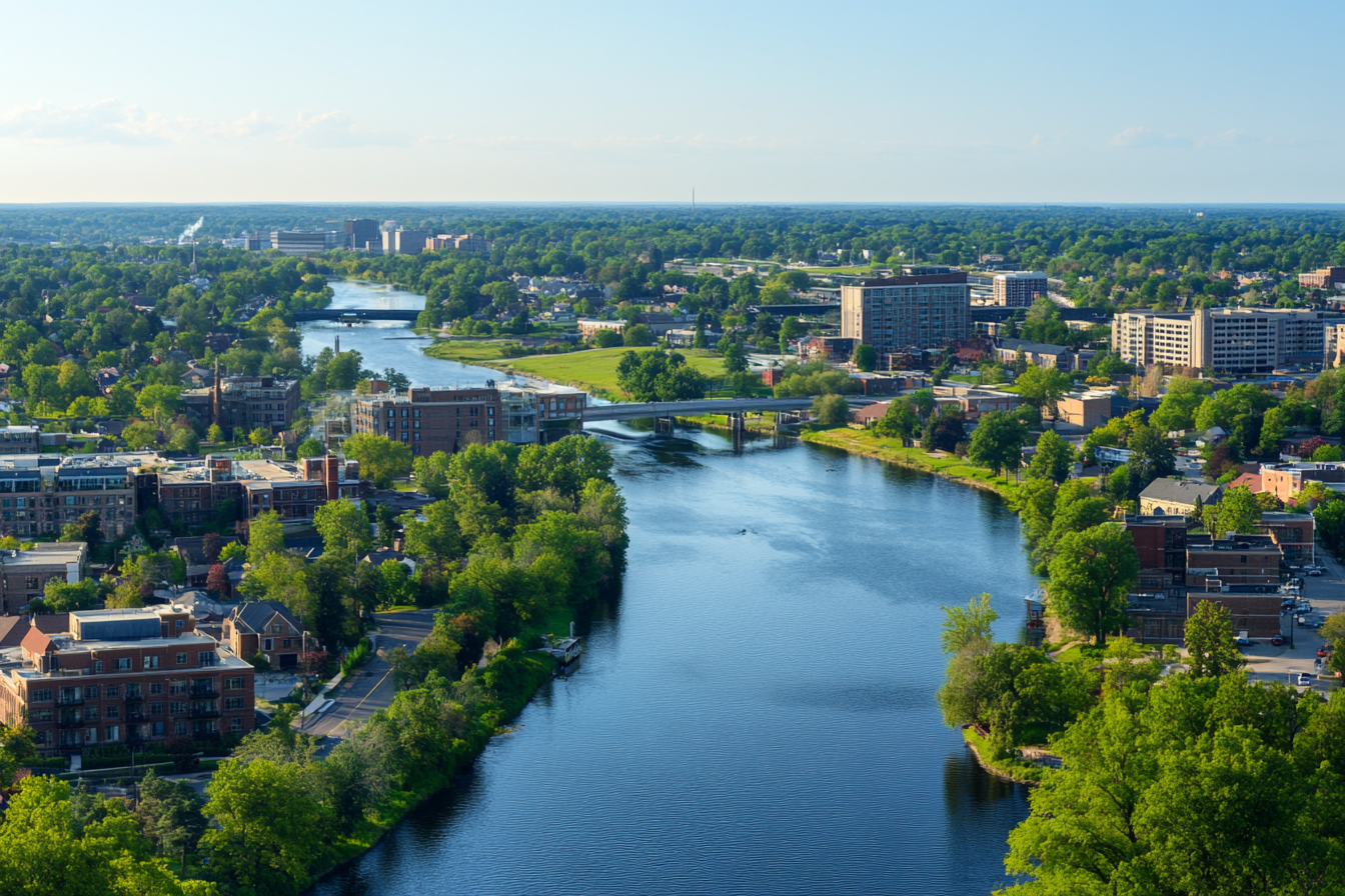 An aerial view of Northwest Grand Rapids city