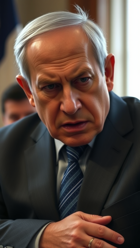 An angry Benjamin Netanyahu.