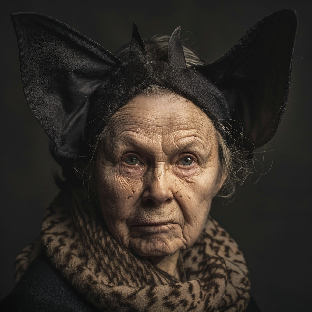 An angry Polish grandmother with bat ears - 1940s.