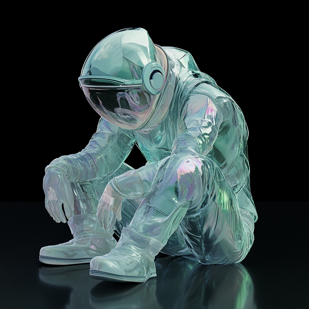 An astronaut in glass suit