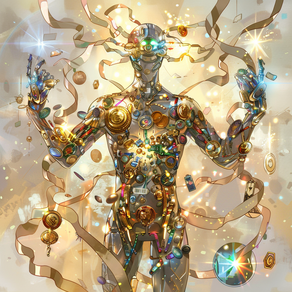 An award elemental made of trophies and medals.