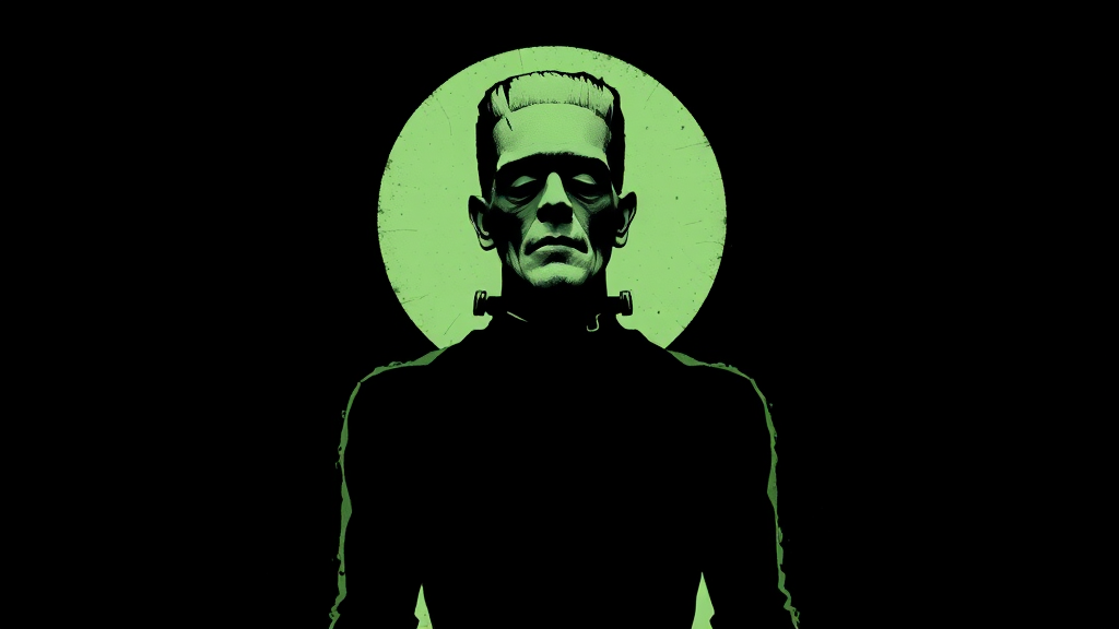 An eerie image of Frankenstein's monster in ink.