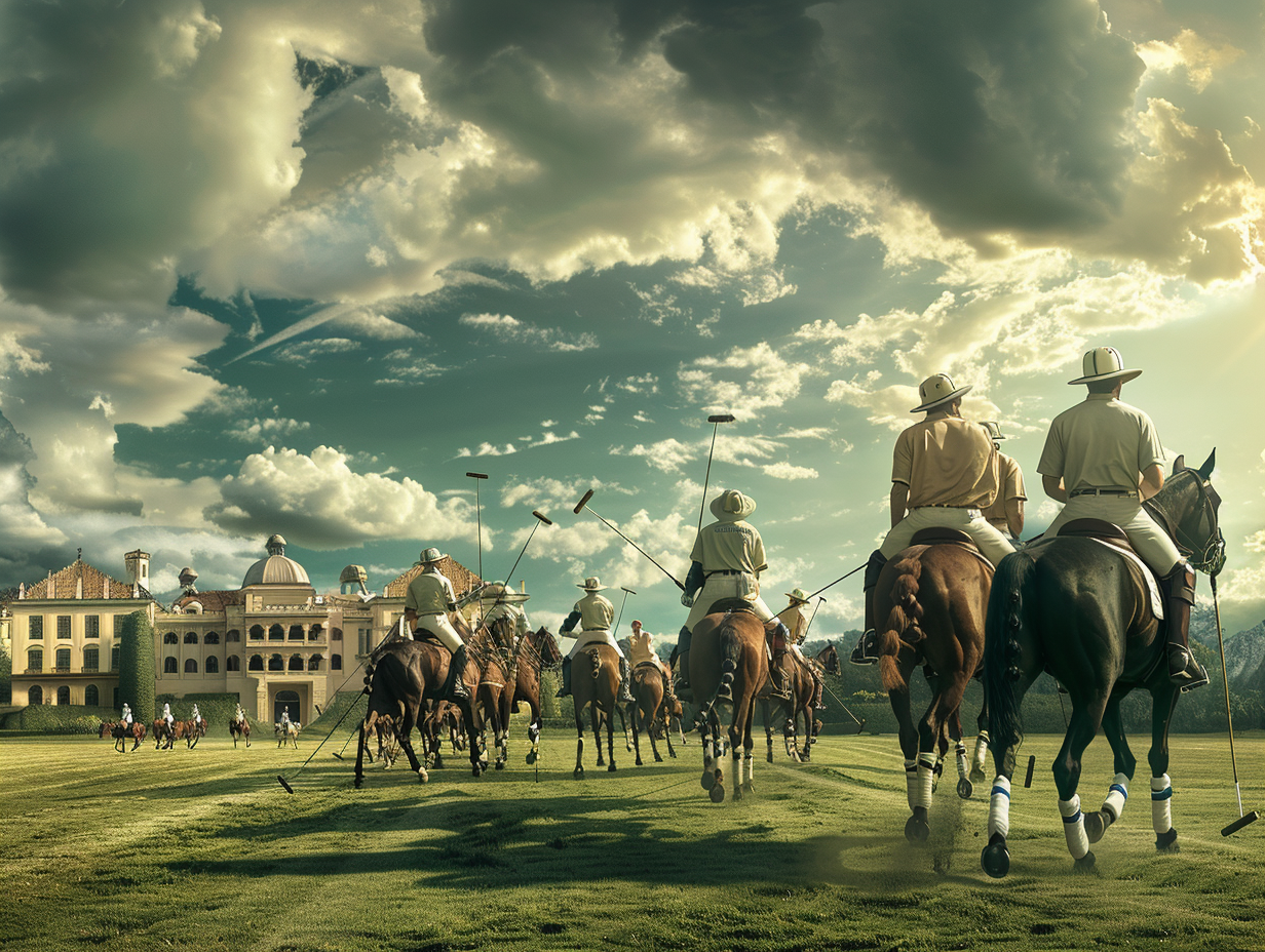 An elegant polo game on horseback, high resolution.