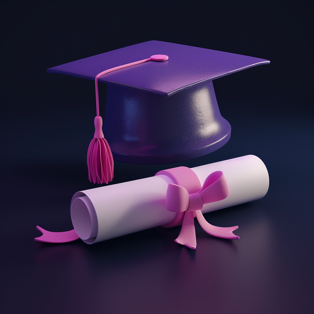 An icon of a cute purple cap with diploma