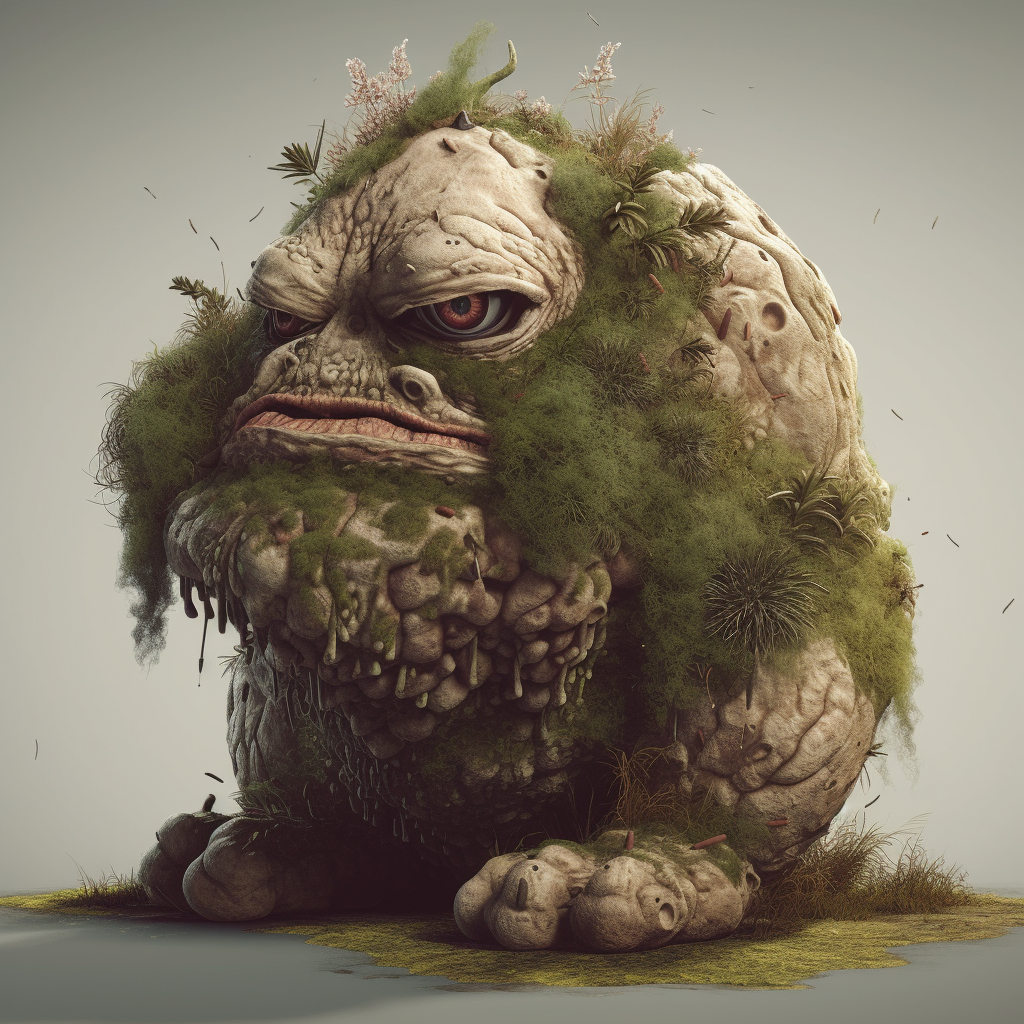 An illustration of a hairy ogre and microbes.