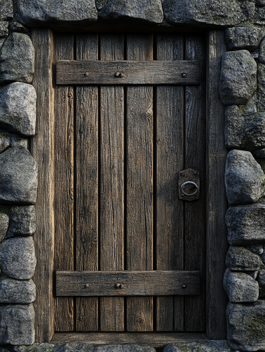 An old rustic door opens in a stable