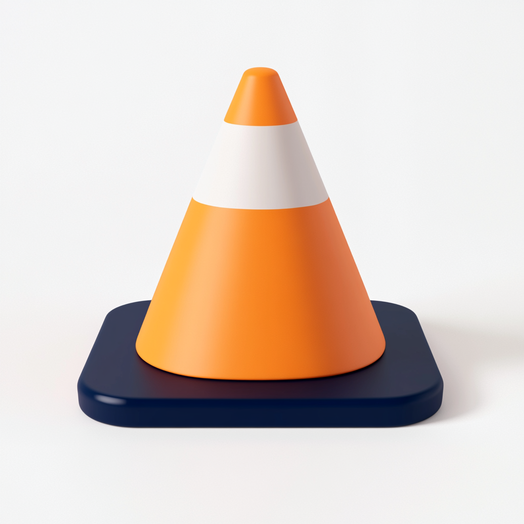 An orange safety cone in clay-like style