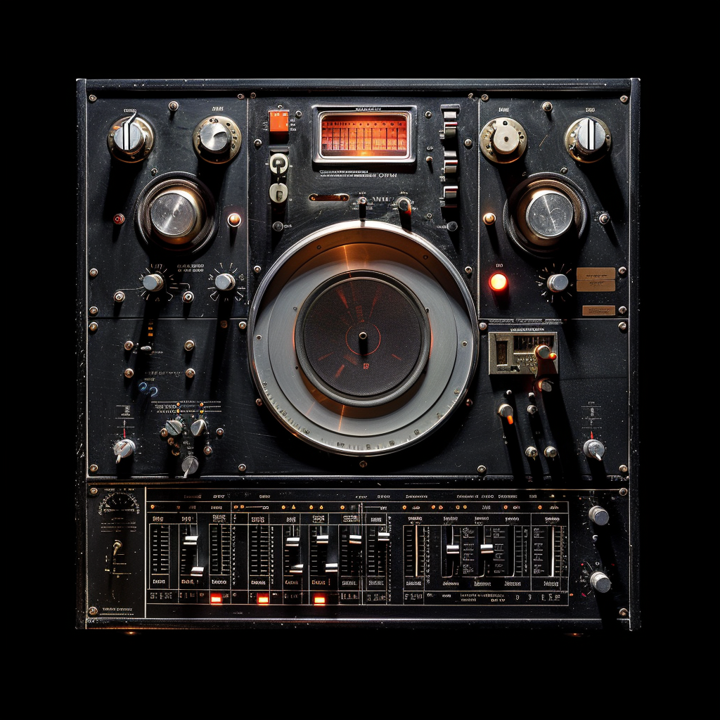 Analog Drum Machine with Vintage Vibe on Black Background