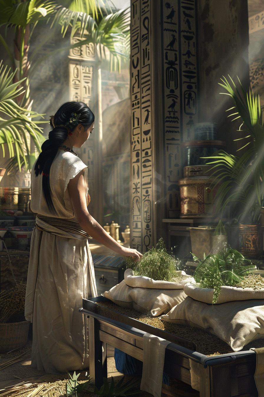 Ancient Egyptian woman predicts gender with ritual and barley.