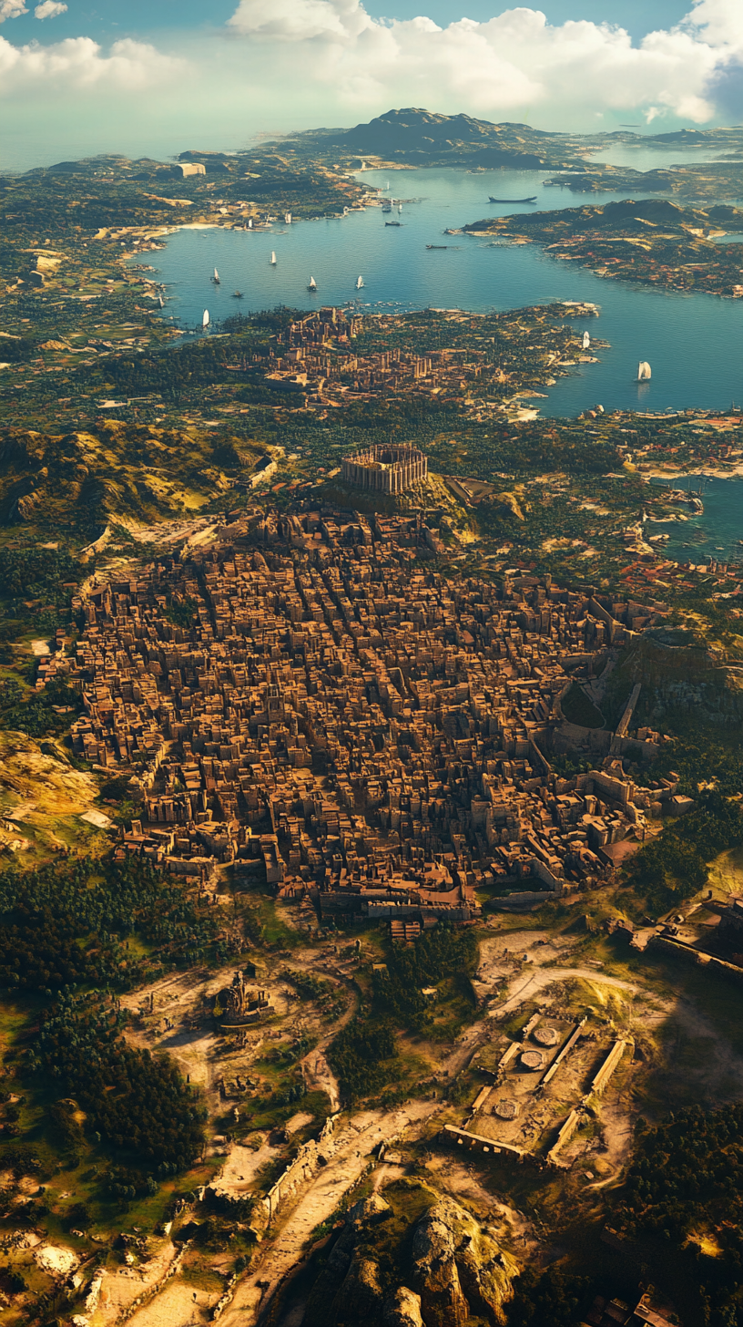 Ancient Roman Empire Aerial View Hyper-Realistic 9:16 