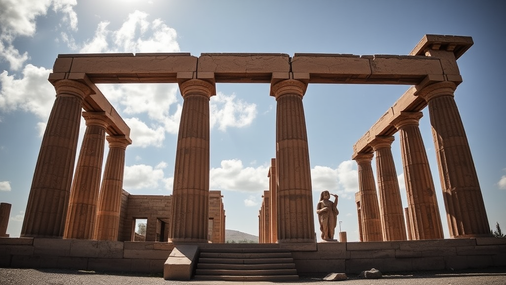 Ancient city of Persepolis with stone ruins.