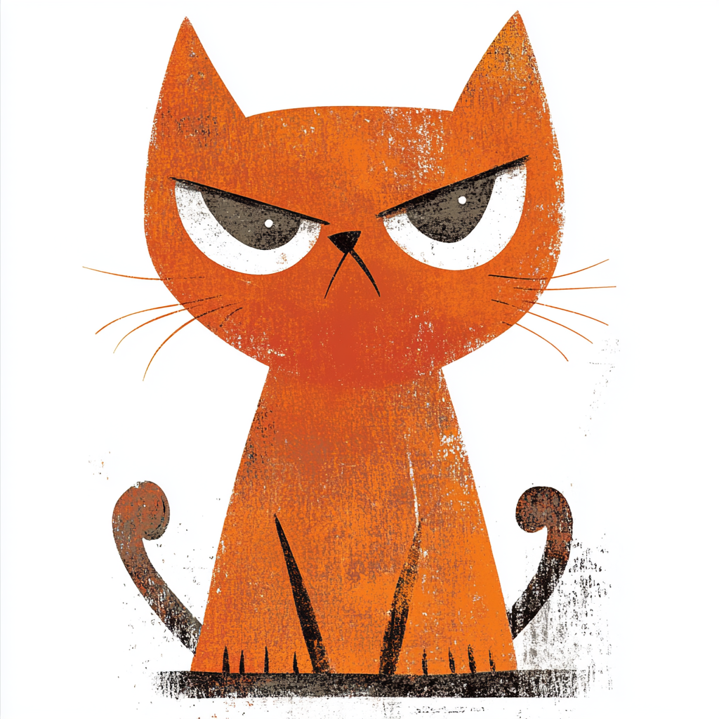 Angry Kitty Clipart in Nursery Art Style 