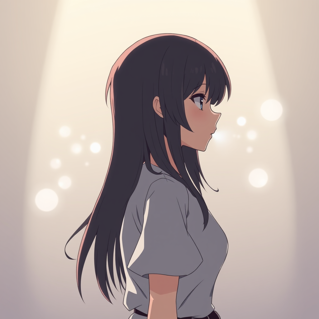 Anime Girl Deeply Inhaling, Chest Filled with Air