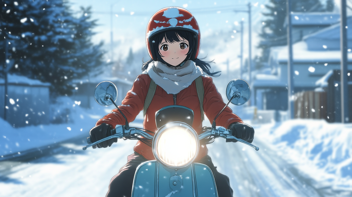 Anime High School Girl Riding Super Cub 110 HD