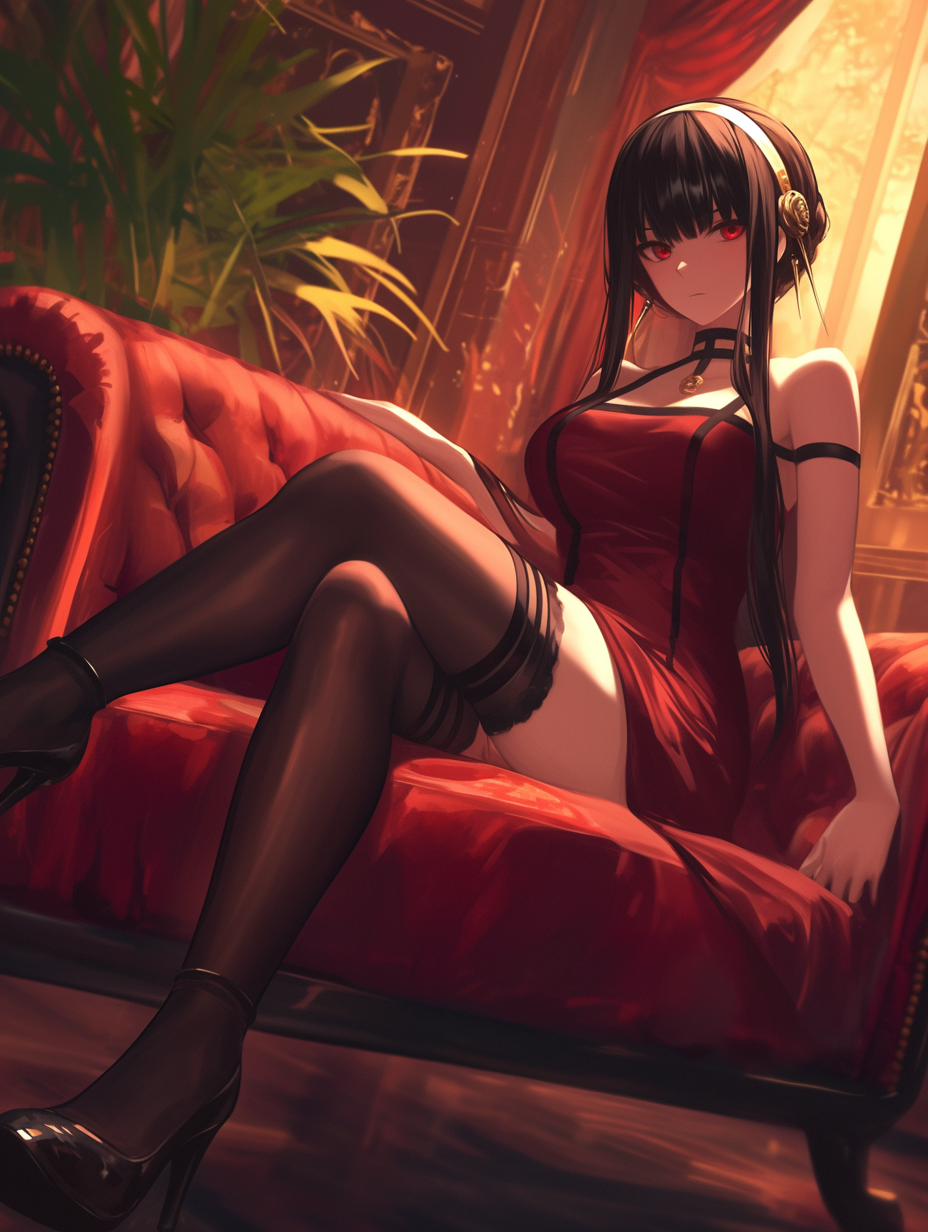 Anime Style Black-Haired Girl in High Heels