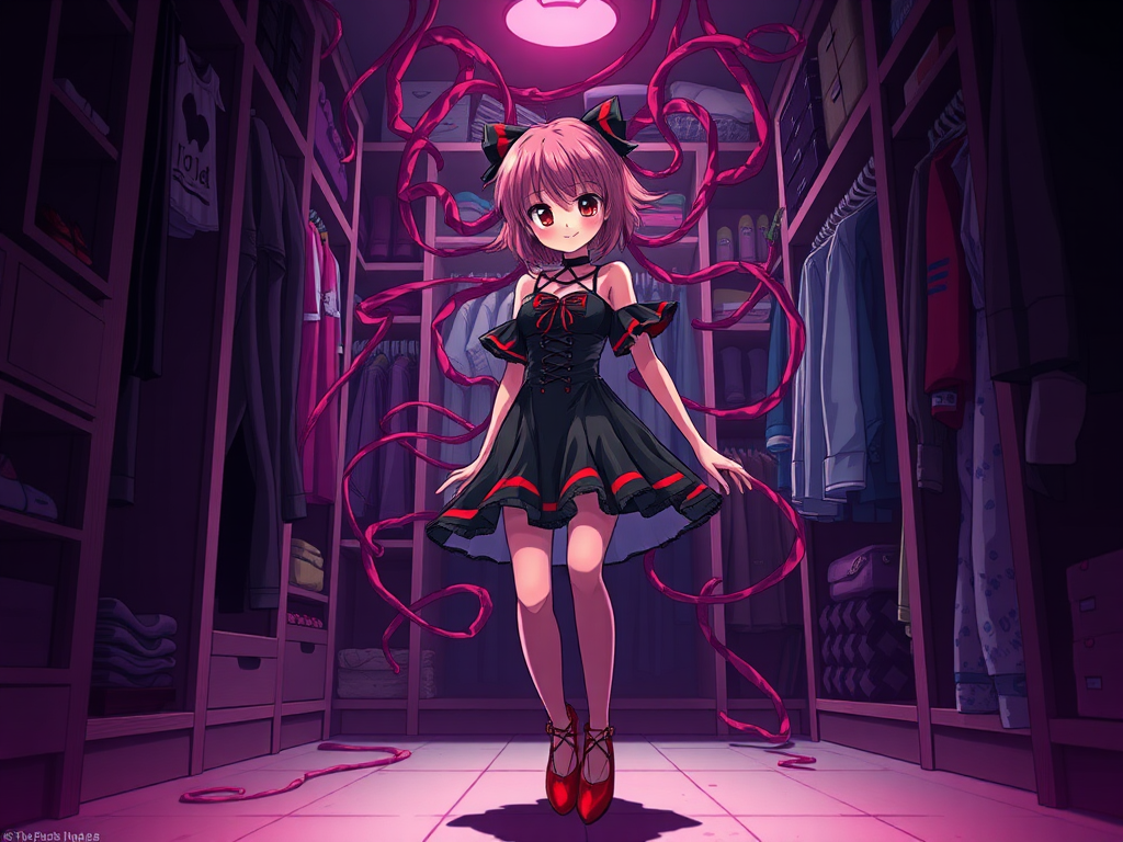 Anime Style Illustration: Corrupted Madoka Kaname Entrapped in Dark Closet