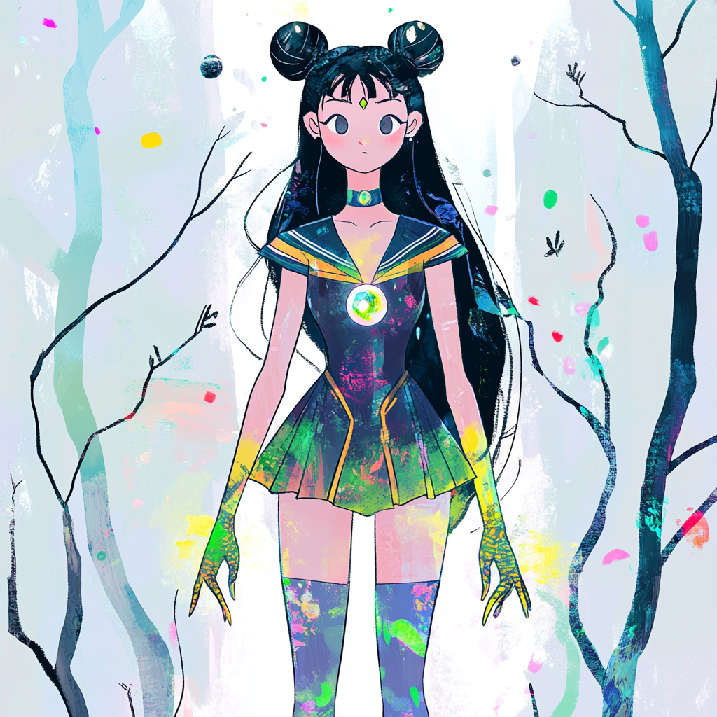 Anime magical girl character inspired by Dagobah planet.