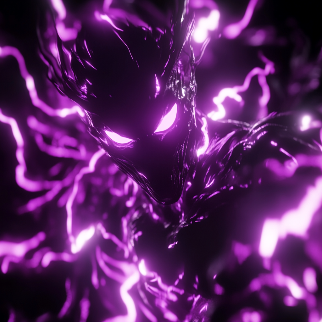 Anime style energy swirls with lightning bolts 3D render