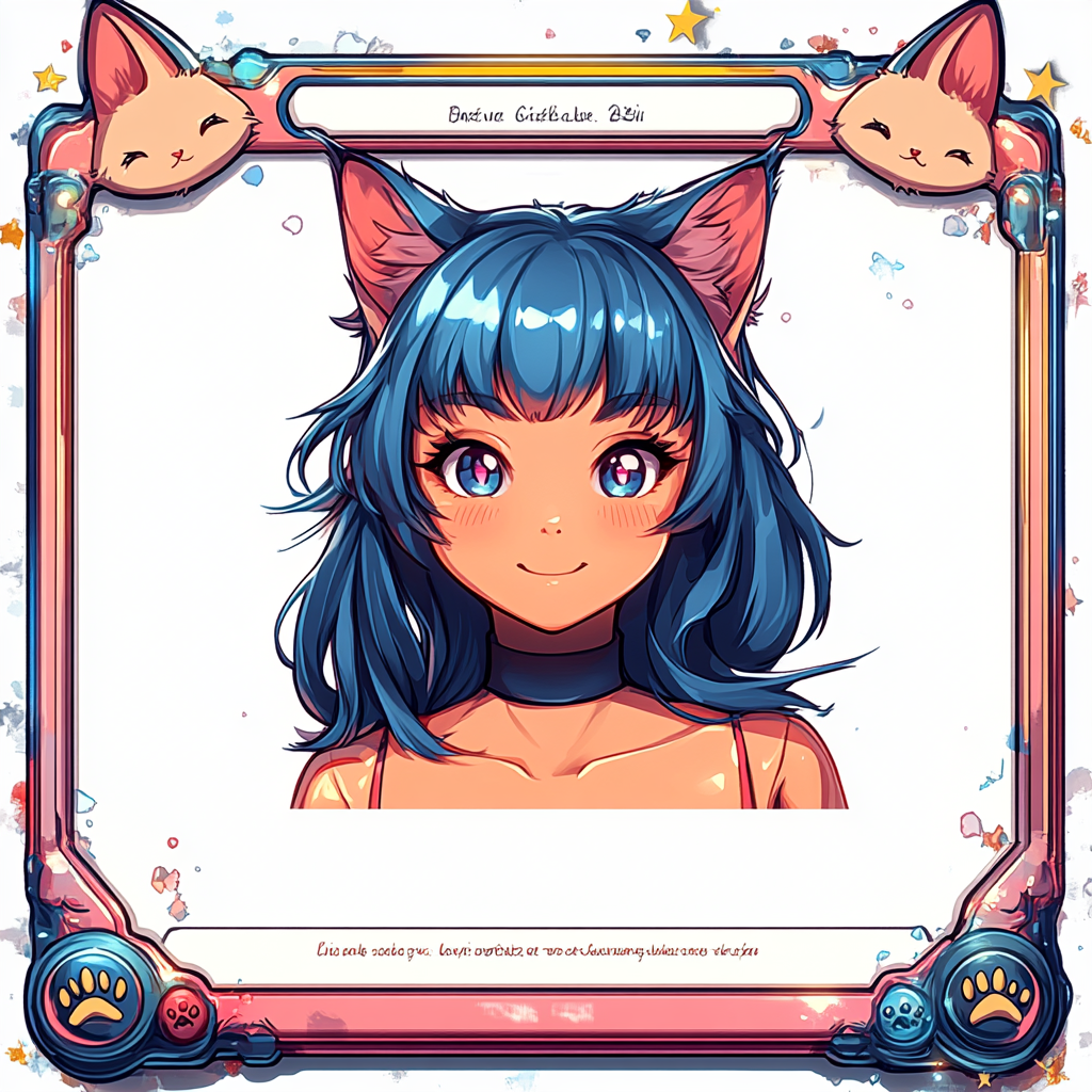 Anime trading card frame with sleek design elements.