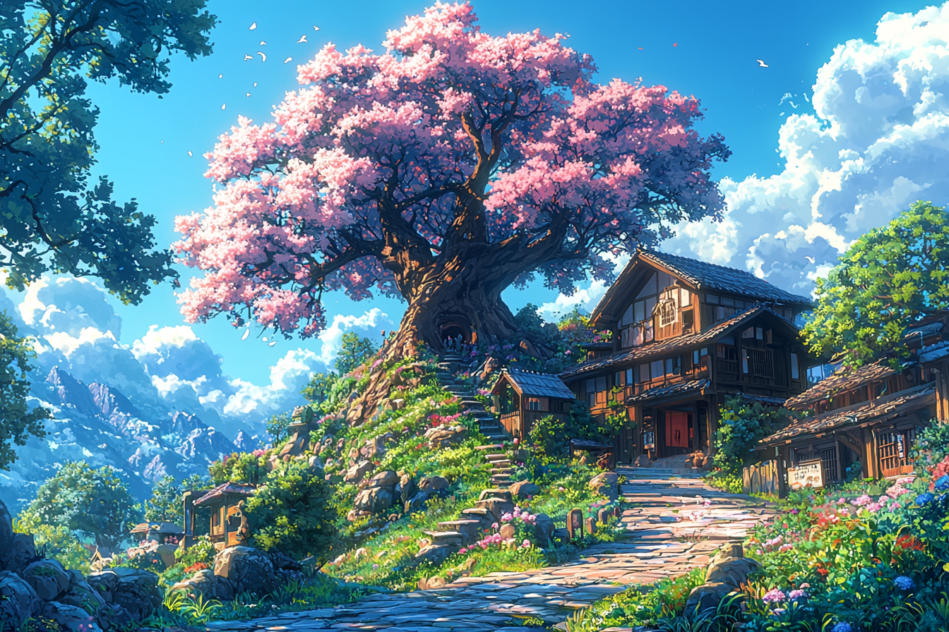 Anime with vibrant colors and fantastical creatures in 3D.