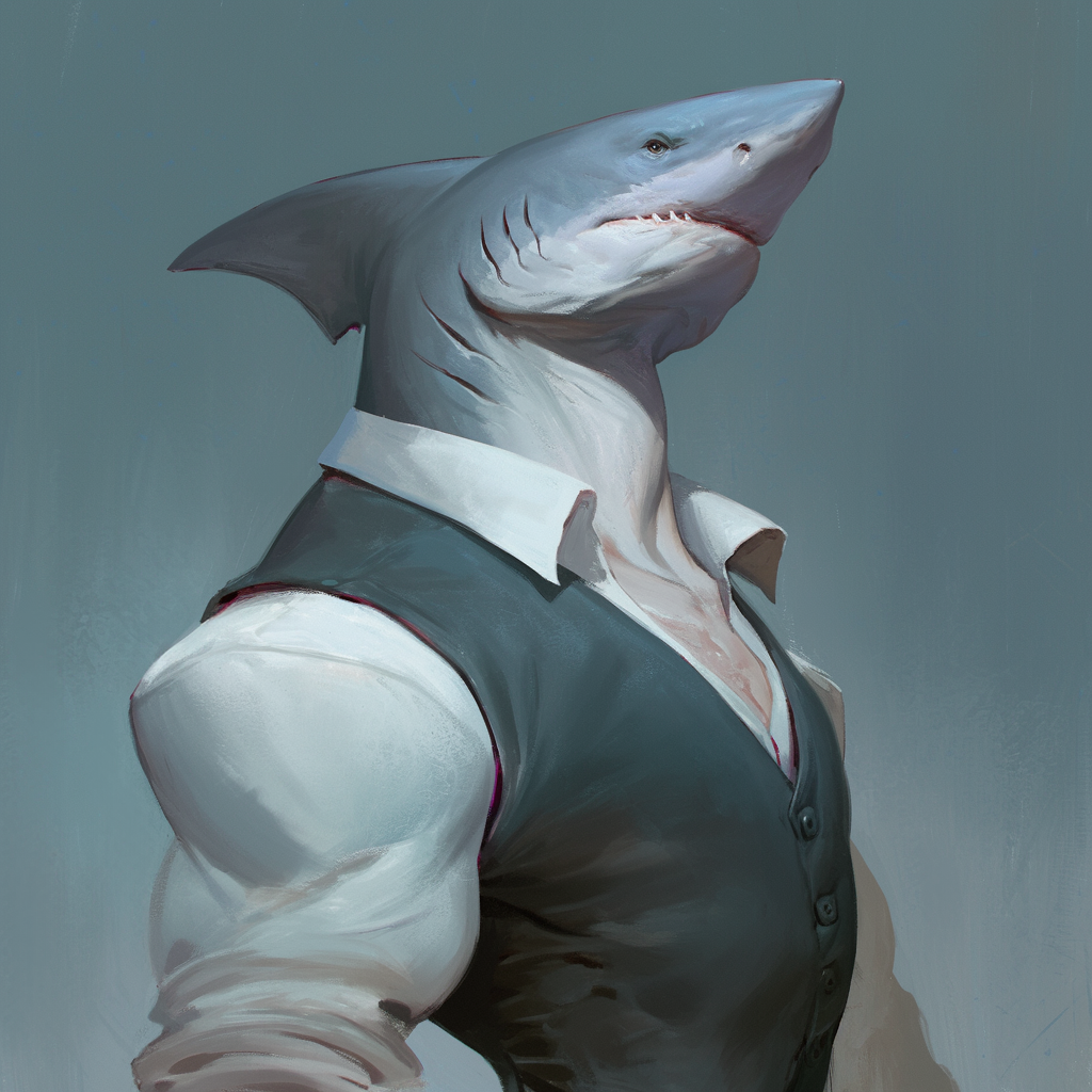 Anthropomorphic Shark Portrait in Cinematic HD Anime Style