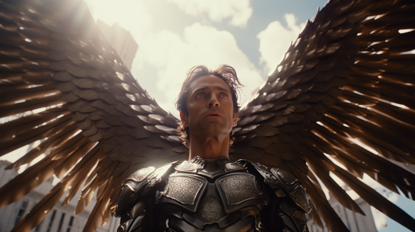 Archangel Miguel, Giant Pointing Up, Cinematic Still