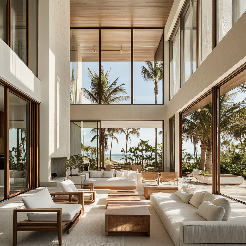 Architectural photography of modern beachfront house with ocean views.