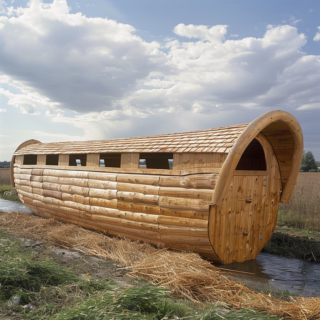 Ark built of gopher wood, with window and door.