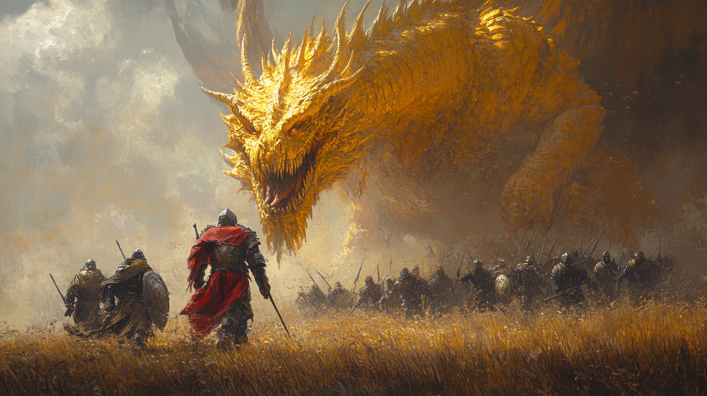 Armored Warriors vs. Yellow Dragon Digital Art