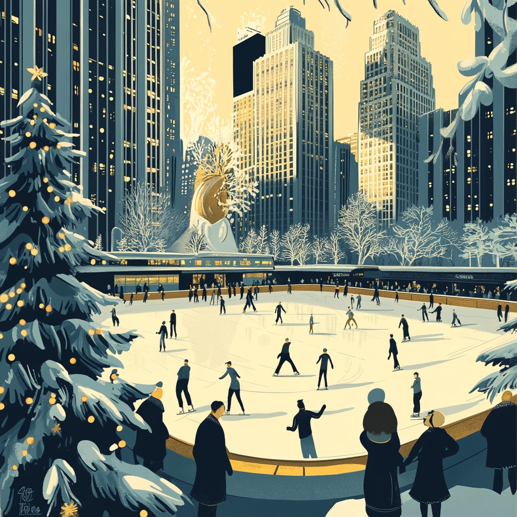 Art Deco Poster of Rockefeller Ice Rink