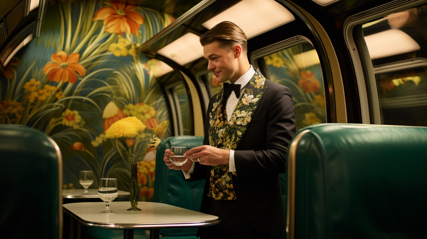 Art Deco Train Carriage with Champagne Service.