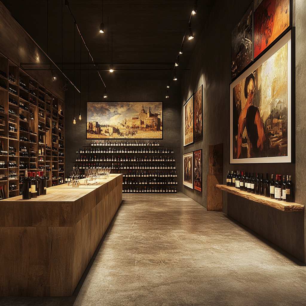 Art gallery and wine bar concept, Gallery of Wine.