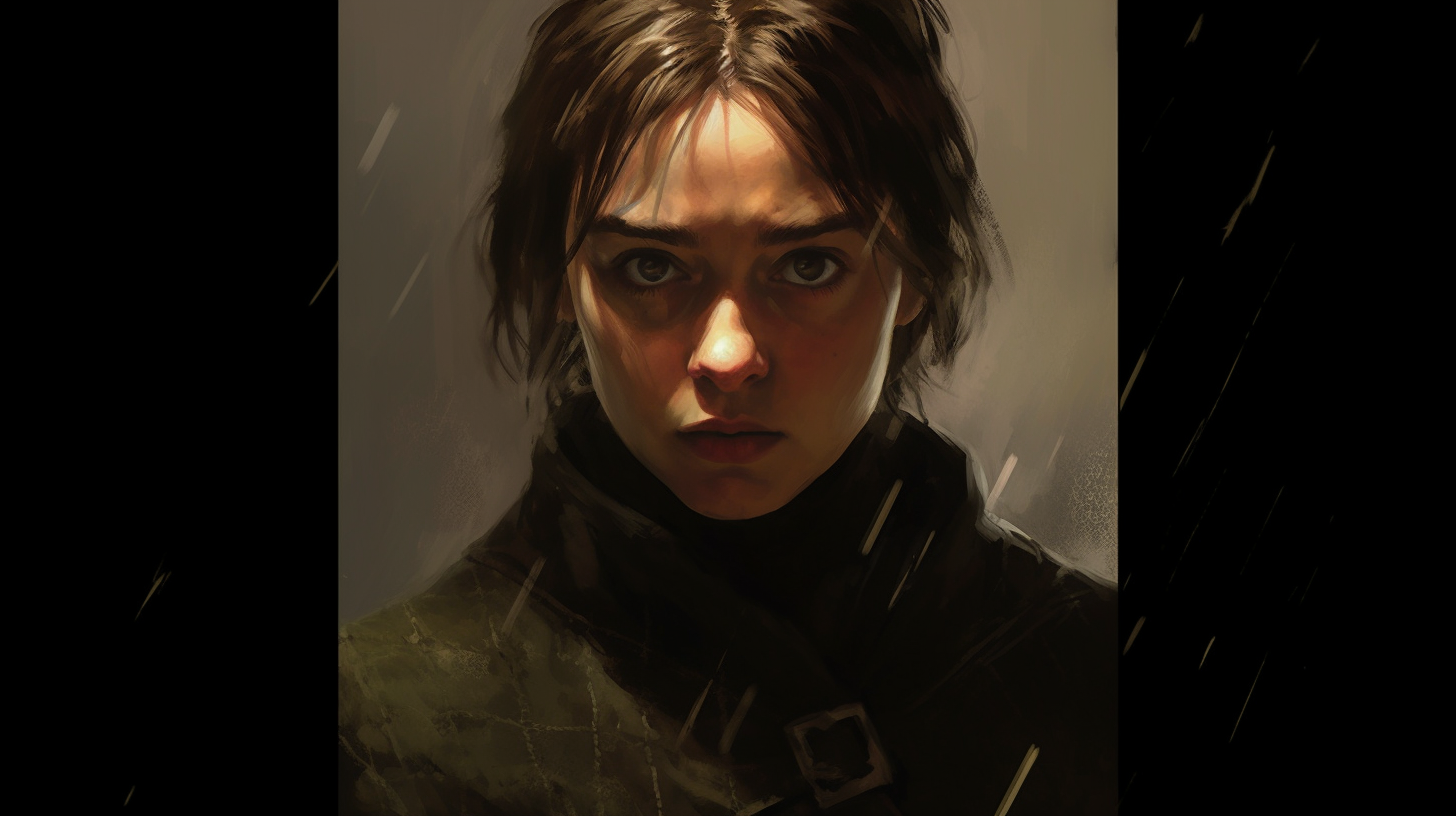 Arya Stark: Determined Survivor in Bleak Winter Forest