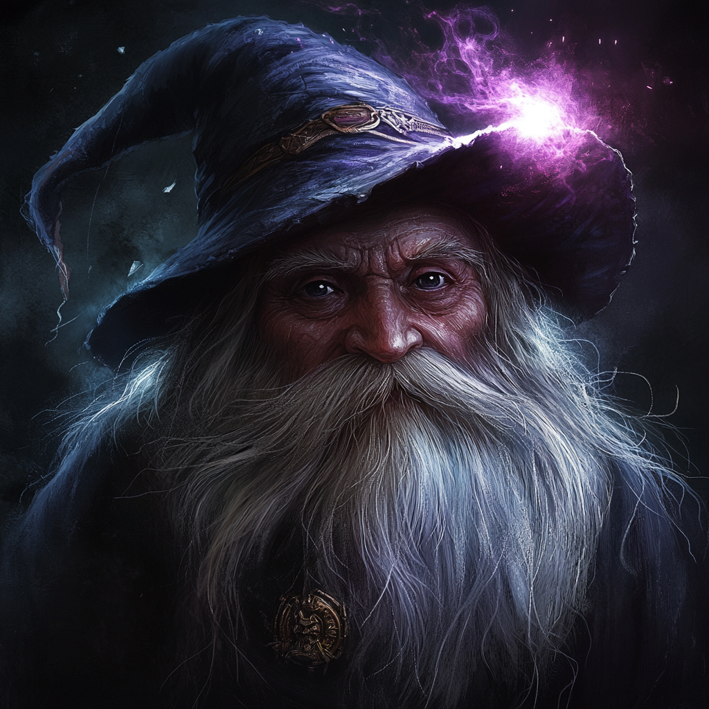 Asian Gnome Wizard Casting Color Spray Illustration