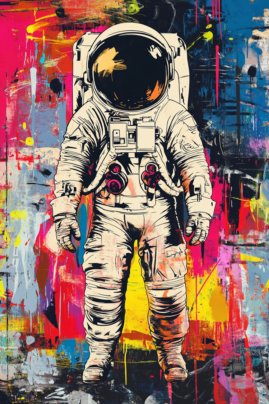 Astronaut in space in street art style