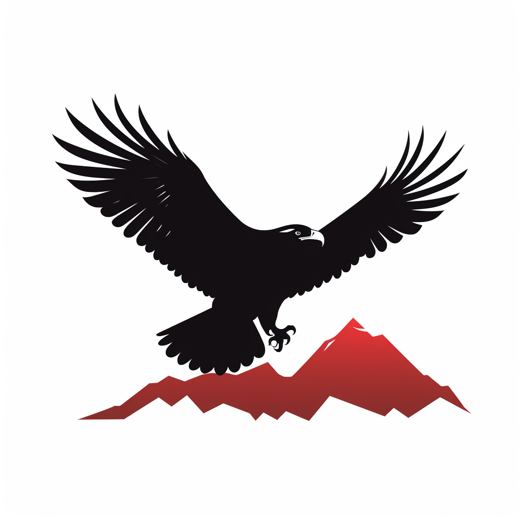 Attention-grabbing logo: Red-tailed hawks in chic stencil style.