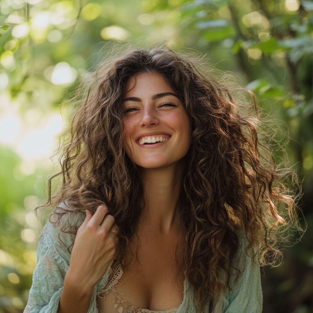 Authentic Romanian Woman Smiling in Nature