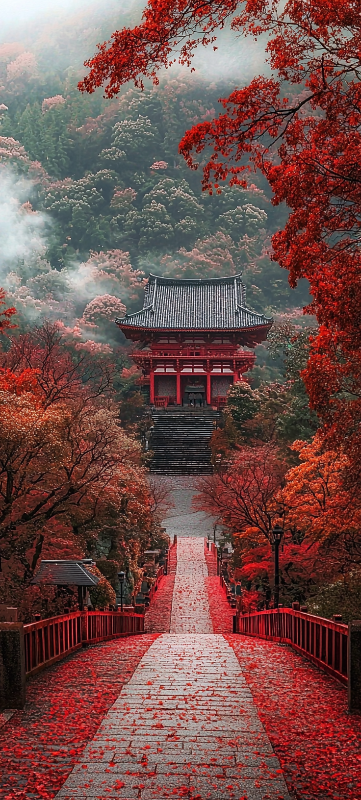 Autumn Leaves Japan Temple Path Photography 