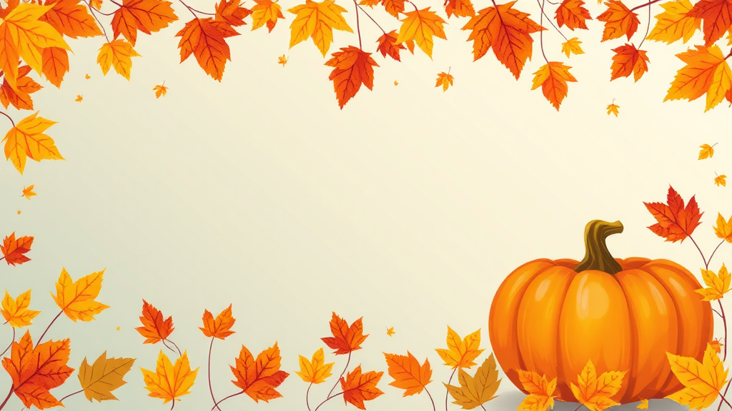 Autumn leaves, pumpkins, tech icons border blend.