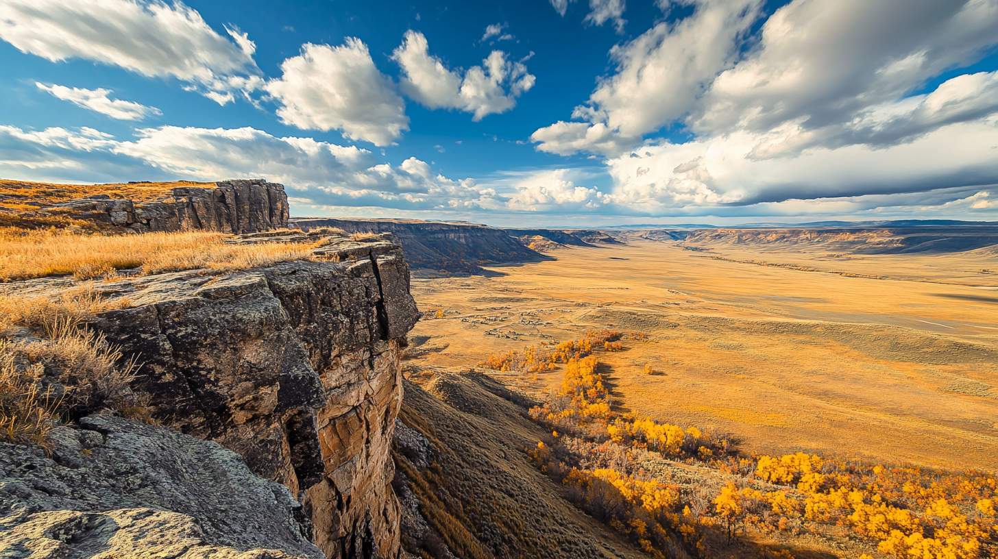 Autumn view of First Peoples Buffalo Jump State Park.