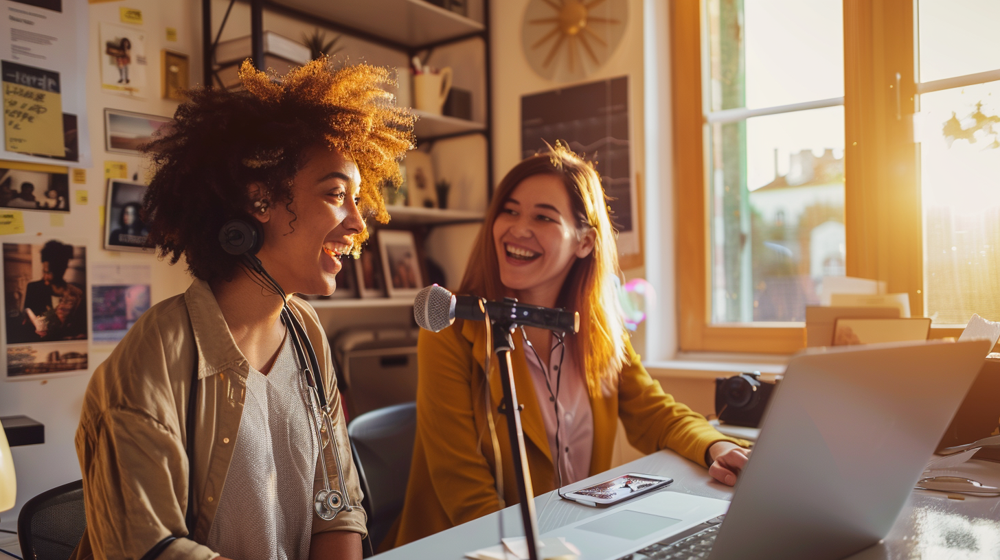 Award-Winning Women Podcaster's Radiant Home Office