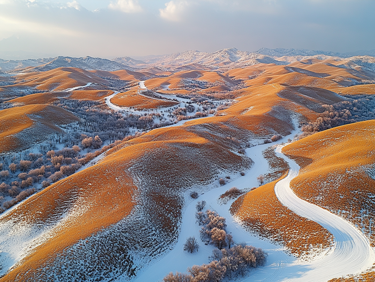 Award-winning photo of snowy hills and sand dunes