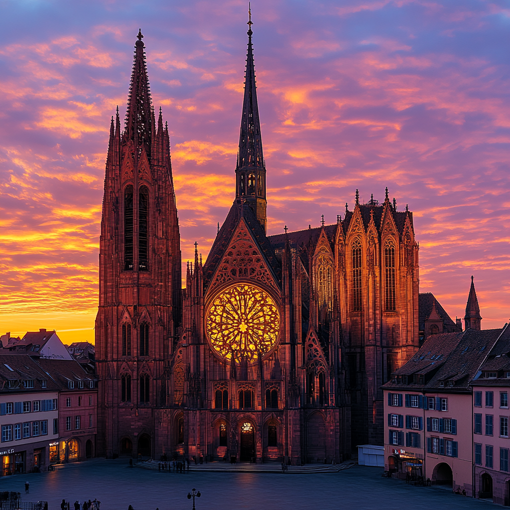 Award-winning photography of Notre-Dame Cathedral at sunset.