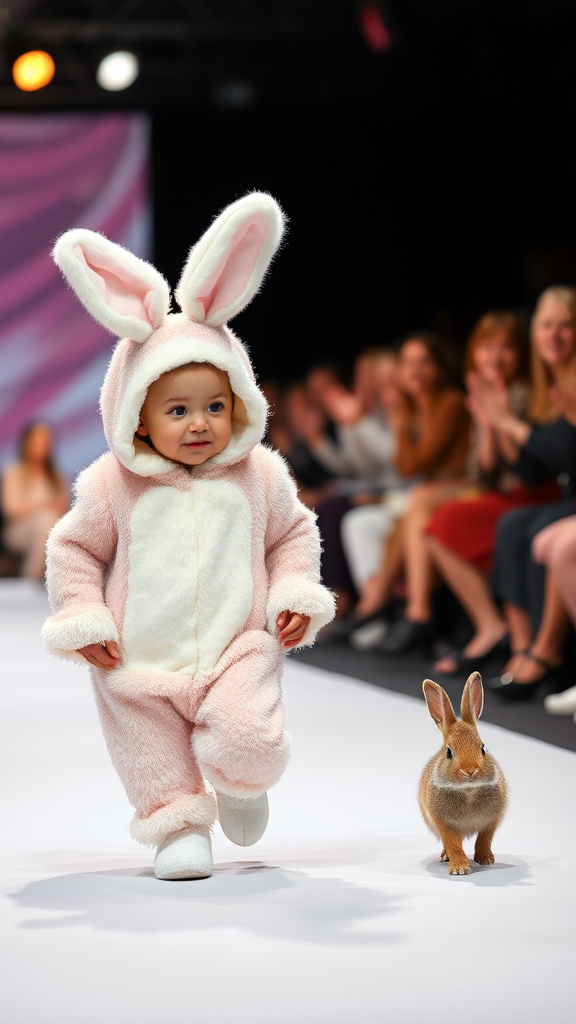 Baby Bunny and Real Bunny Fashion Show Fun.